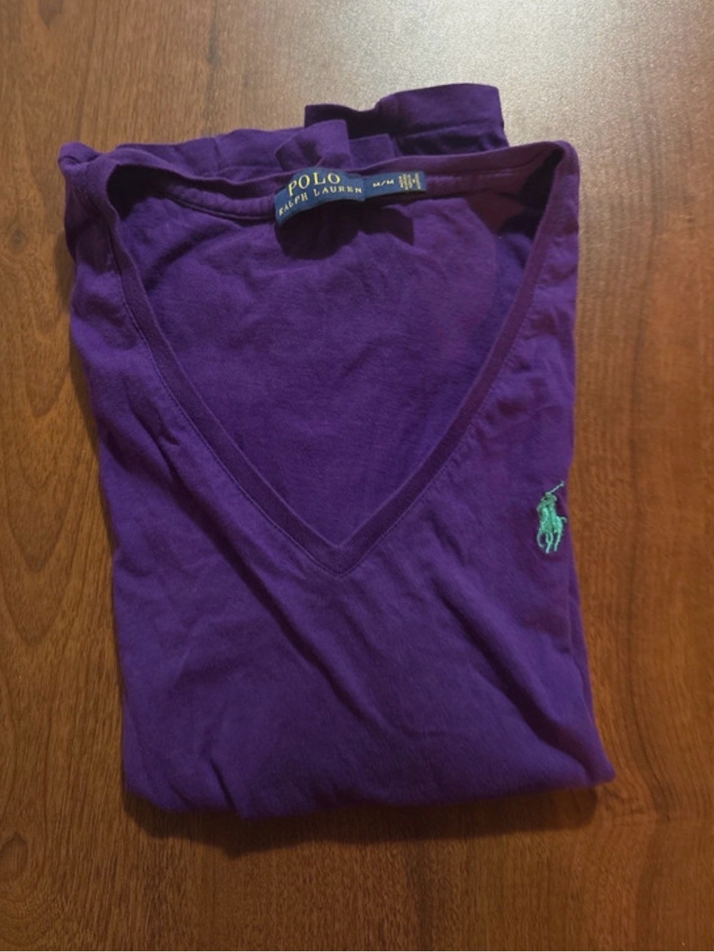 Polo by Ralph Lauren Purple V‑Neck Tee with Green Pony
